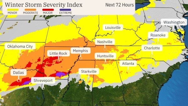 Winter Storm Cora Map.