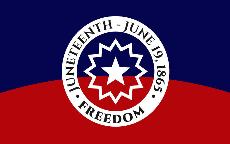 Juneteenth logo with text that reads Juneteenth - June 19, 1865 - Freedom